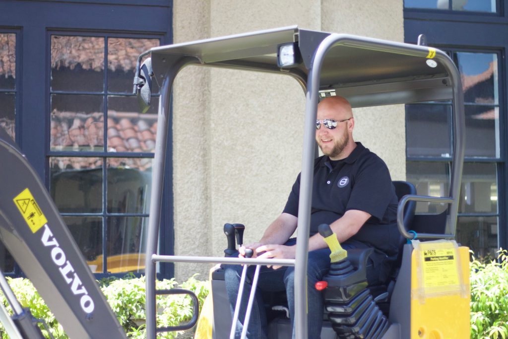 Martin Frank driving the Volvo CE Excavator