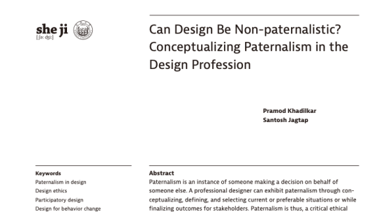 Can Design Be Non-paternalistic? Conceptualizing Paternalism in the Design Profession
