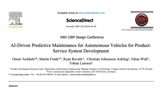 AI-Driven Predictive Maintenance for Autonomous Vehicles for Product-Service System Development