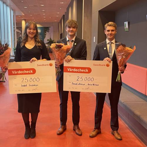 Maskinteknikstudenter med stipendier i Sparbanksstiftelsen Kronans årliga utdelning